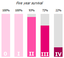 Survival in various stages of cancer