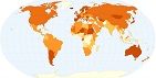 Внесок білка в калорійність їжі в різних країнах планети