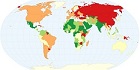 Число смертей від раку на 100'000 населення в різних країнах планети